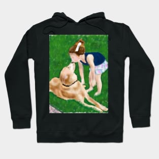 Little Girl Kissing her Golden Retriever Hoodie